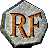 Initiales de RecyFuneral : R et F sur un hexagone en m&eacute;tal